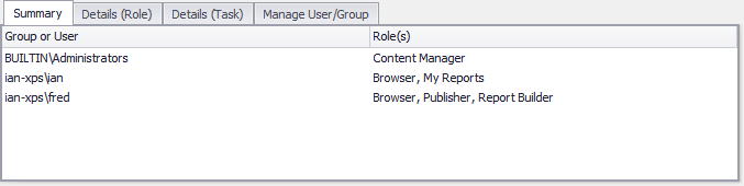 SSRS Security Summary