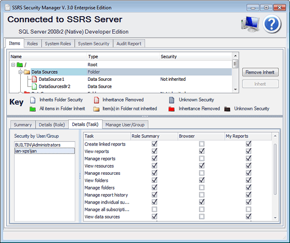 SSRS Security Manager Visualize Security