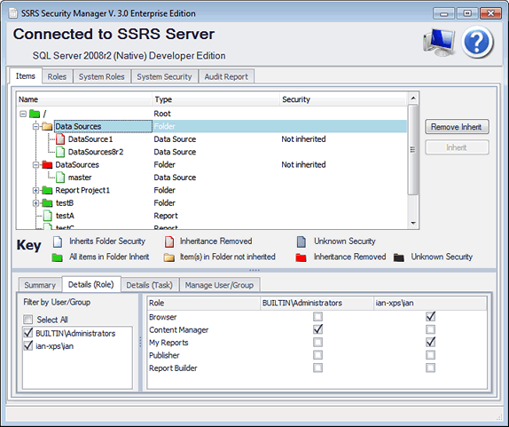 SSRS Security Manager Visualize Security