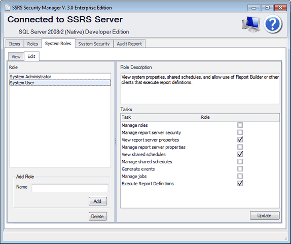 SSRS Security Edit System Roles
