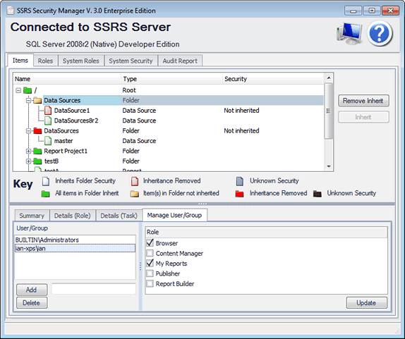 SSRS Security Manager Visualize Security